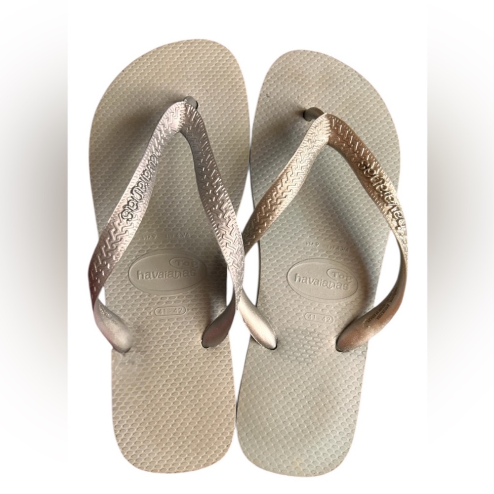 Havaianas Flip Flops with Silver Metallic Straps